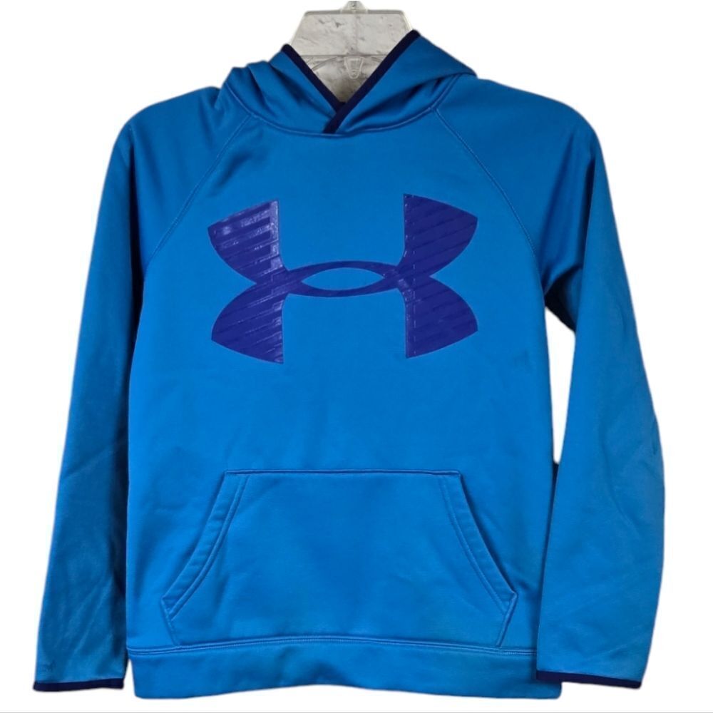 Under Armour YMD Boys Fleece Storm Highlight Hoodie Sweatshirt Blue Cold Gear UA